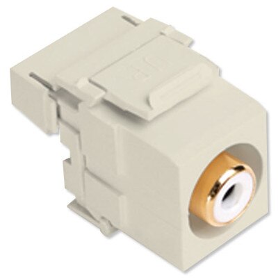 Leviton QuickPort RCA to 110 Snap-In Connector, White Insert, Light Almond